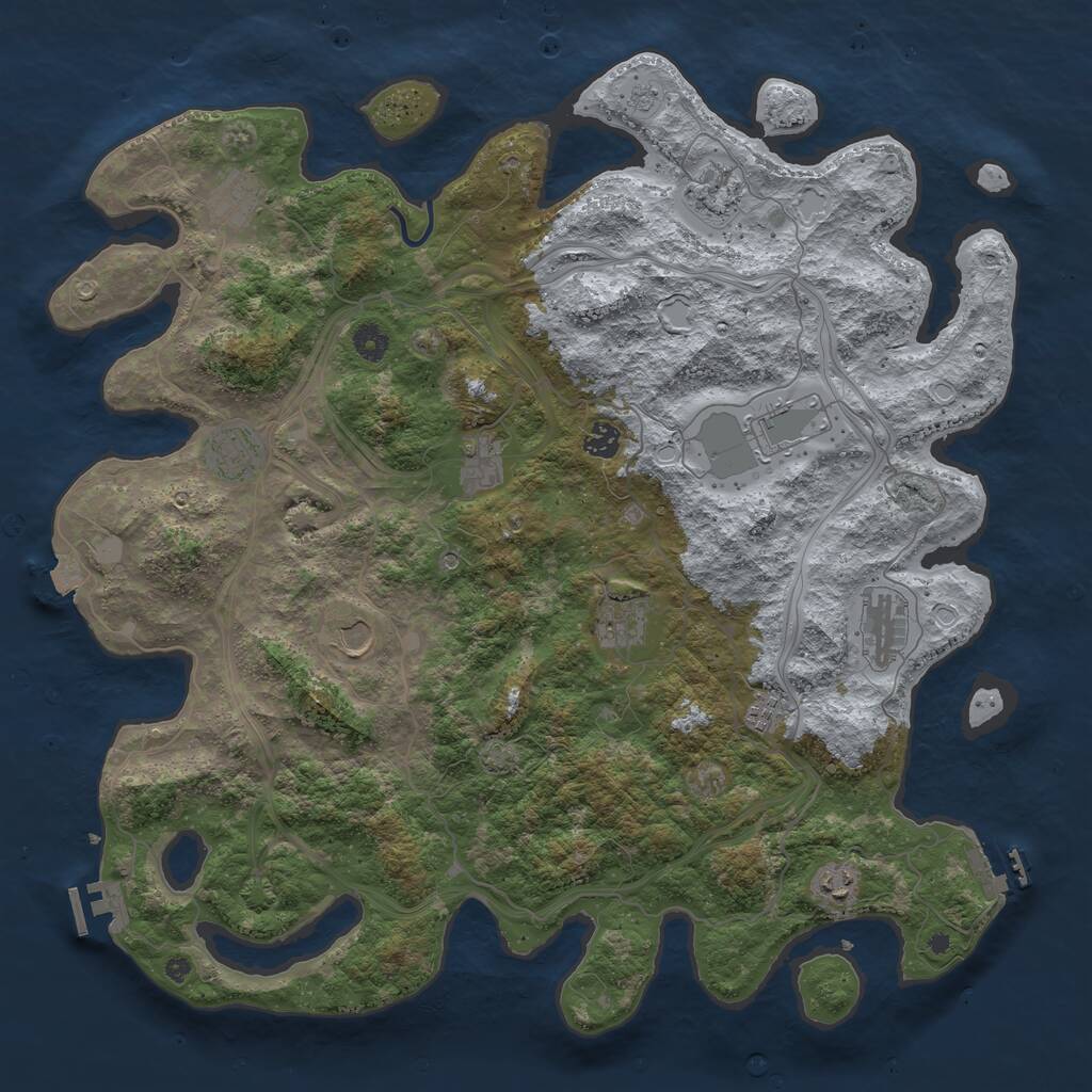 Rust Map: Procedural Map, Size: 4500, Seed: 2093203766, 17 Monuments