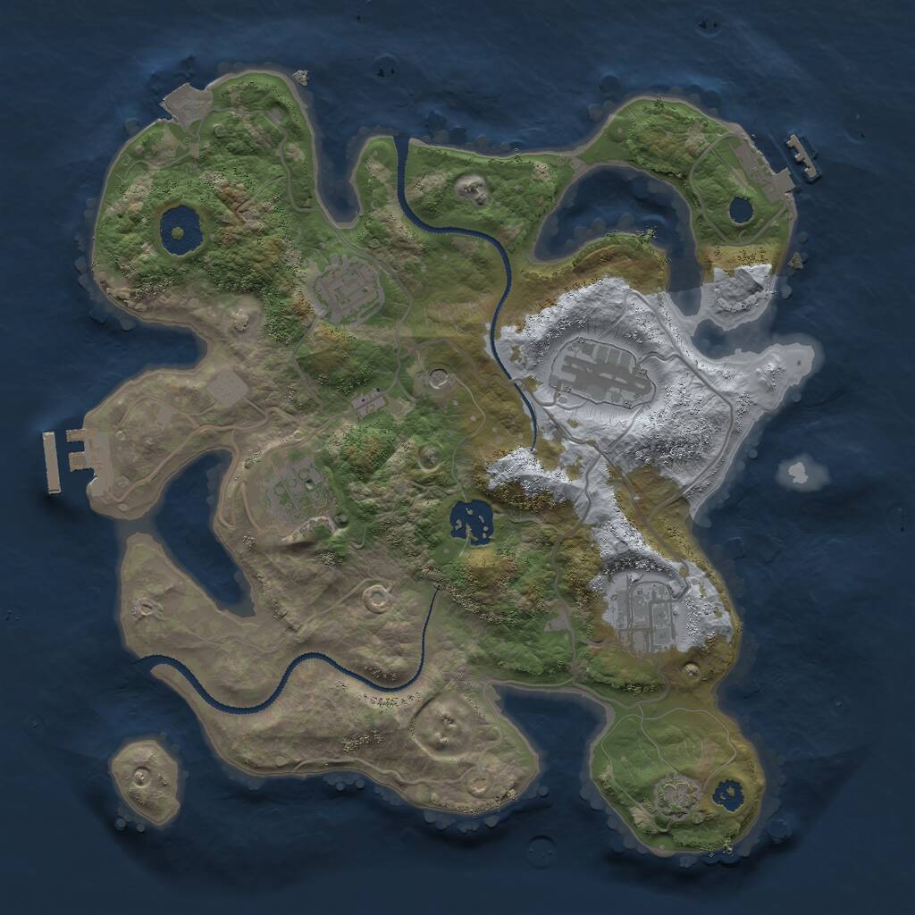 Rust Map: Procedural Map, Size: 3000, Seed: 23340, 10 Monuments