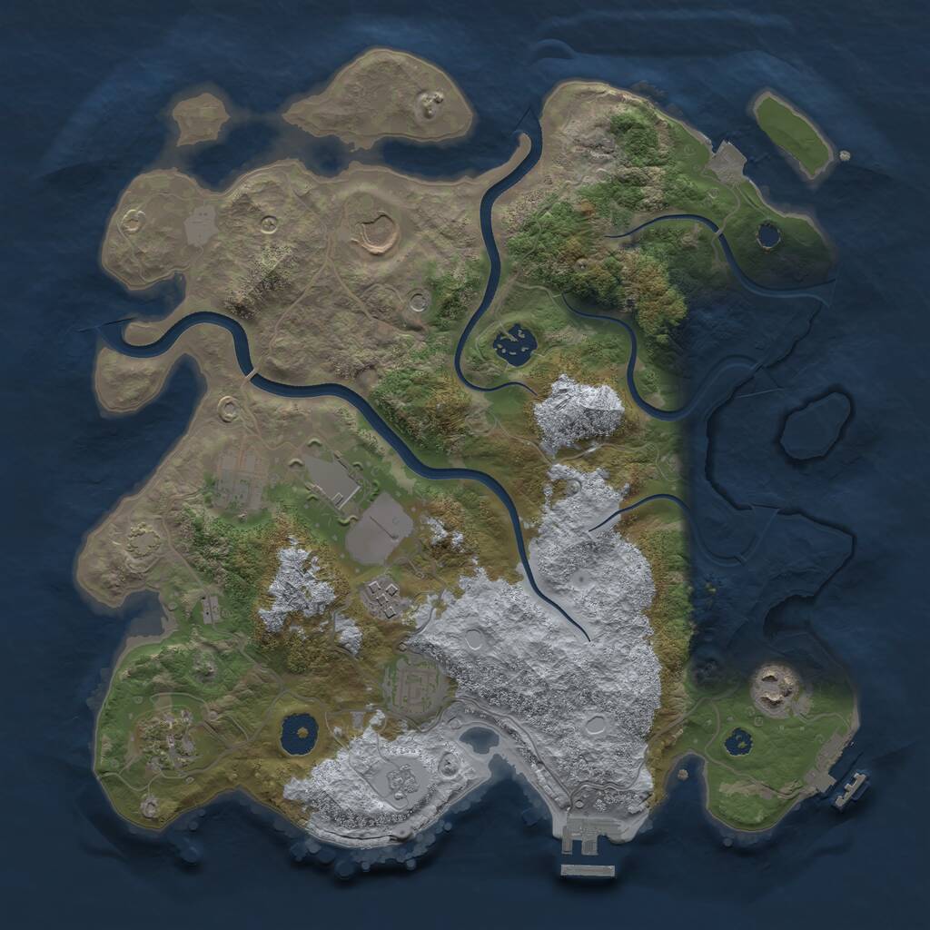 Rust Map: Procedural Map, Size: 3500, Seed: 280116938, 14 Monuments