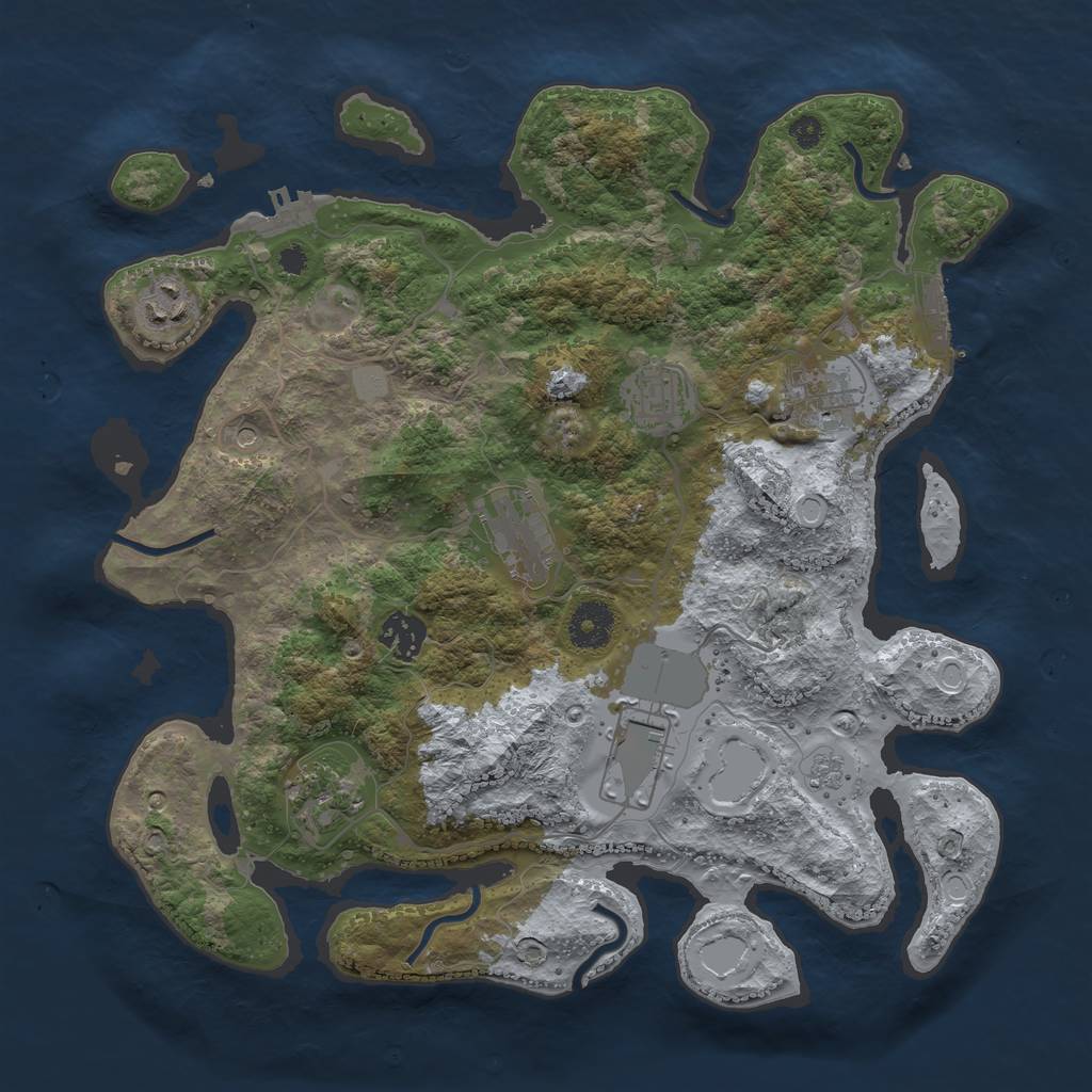 Rust Map: Procedural Map, Size: 3500, Seed: 1912315565, 16 Monuments