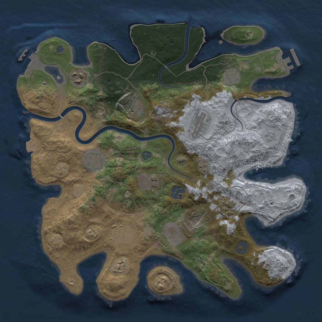 Rust Map: Procedural Map, Size: 3500, Seed: 1432781999, 18 Monuments