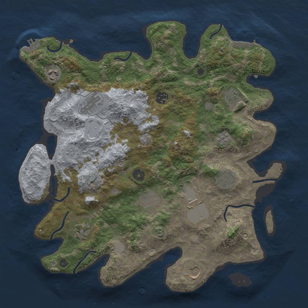 Rust Map: Procedural Map, Size: 3800, Seed: 45782091, 19 Monuments
