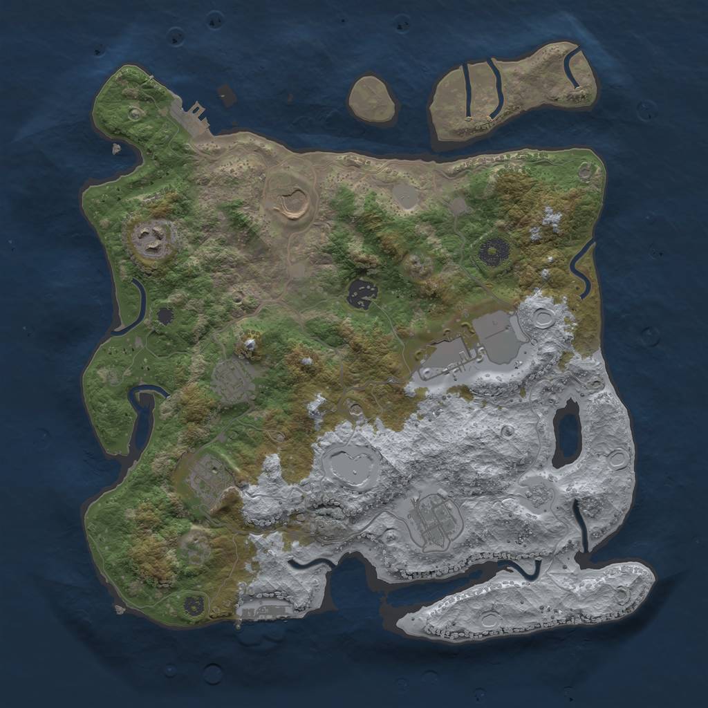 Rust Map: Procedural Map, Size: 3550, Seed: 974956848, 16 Monuments