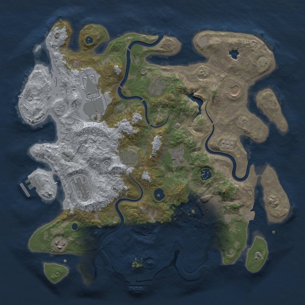 Rust Map: Procedural Map, Size: 4000, Seed: 410463055, 16 Monuments