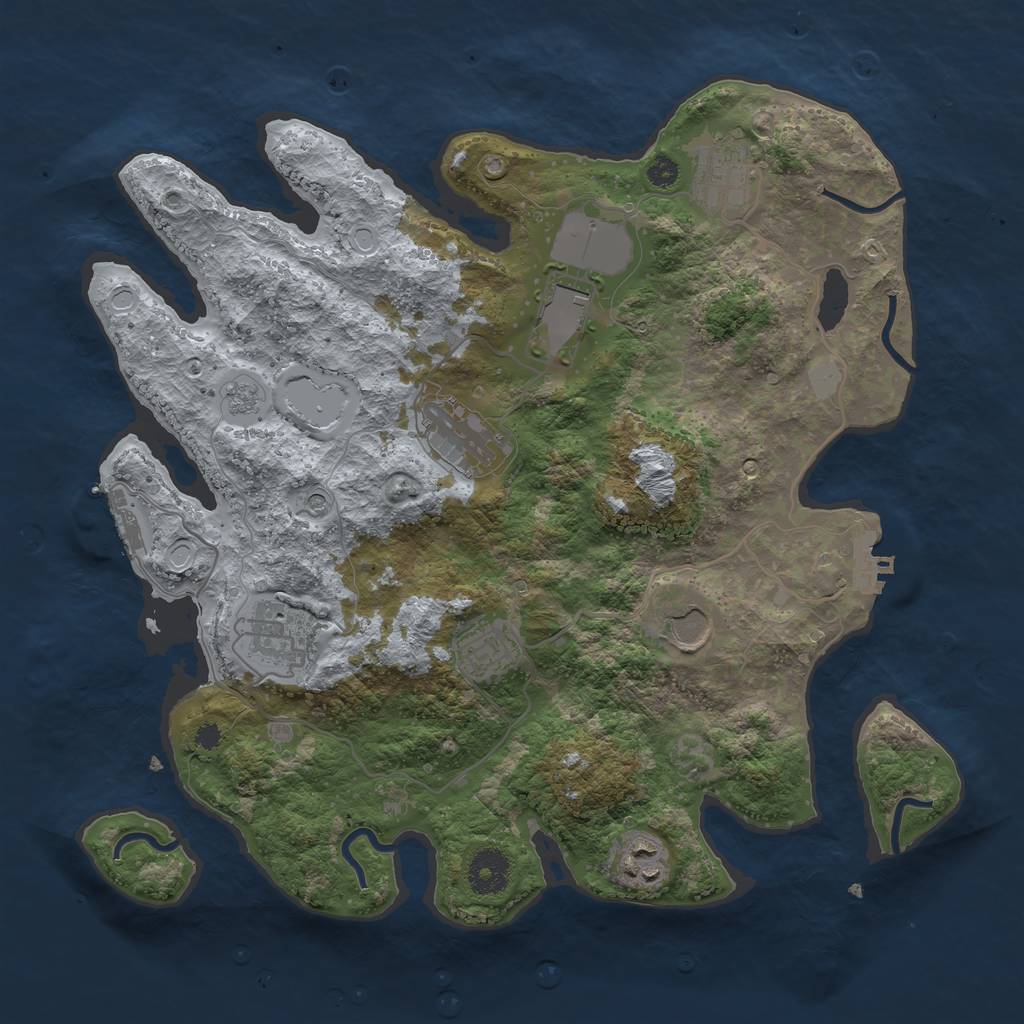 Rust Map: Procedural Map, Size: 3500, Seed: 512600744, 16 Monuments