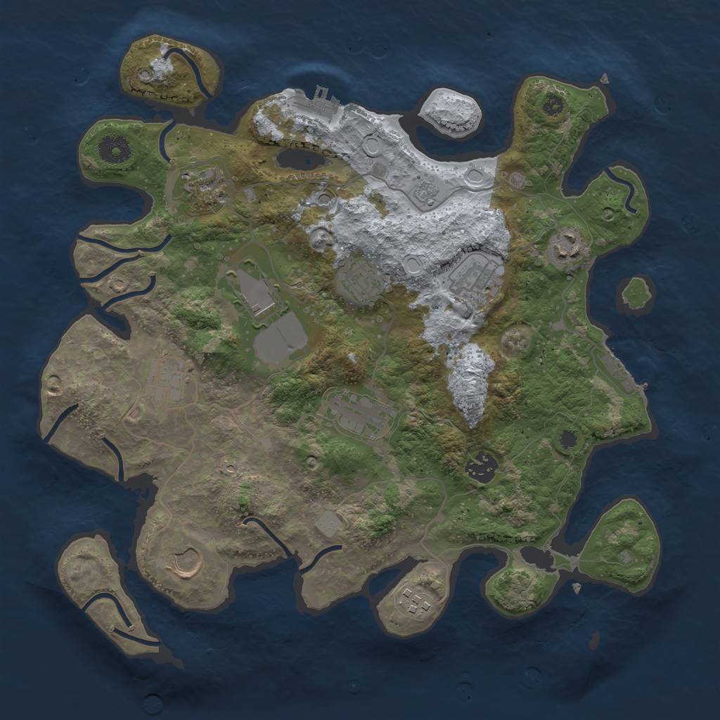 Rust Map: Procedural Map, Size: 3550, Seed: 388248653, 19 Monuments