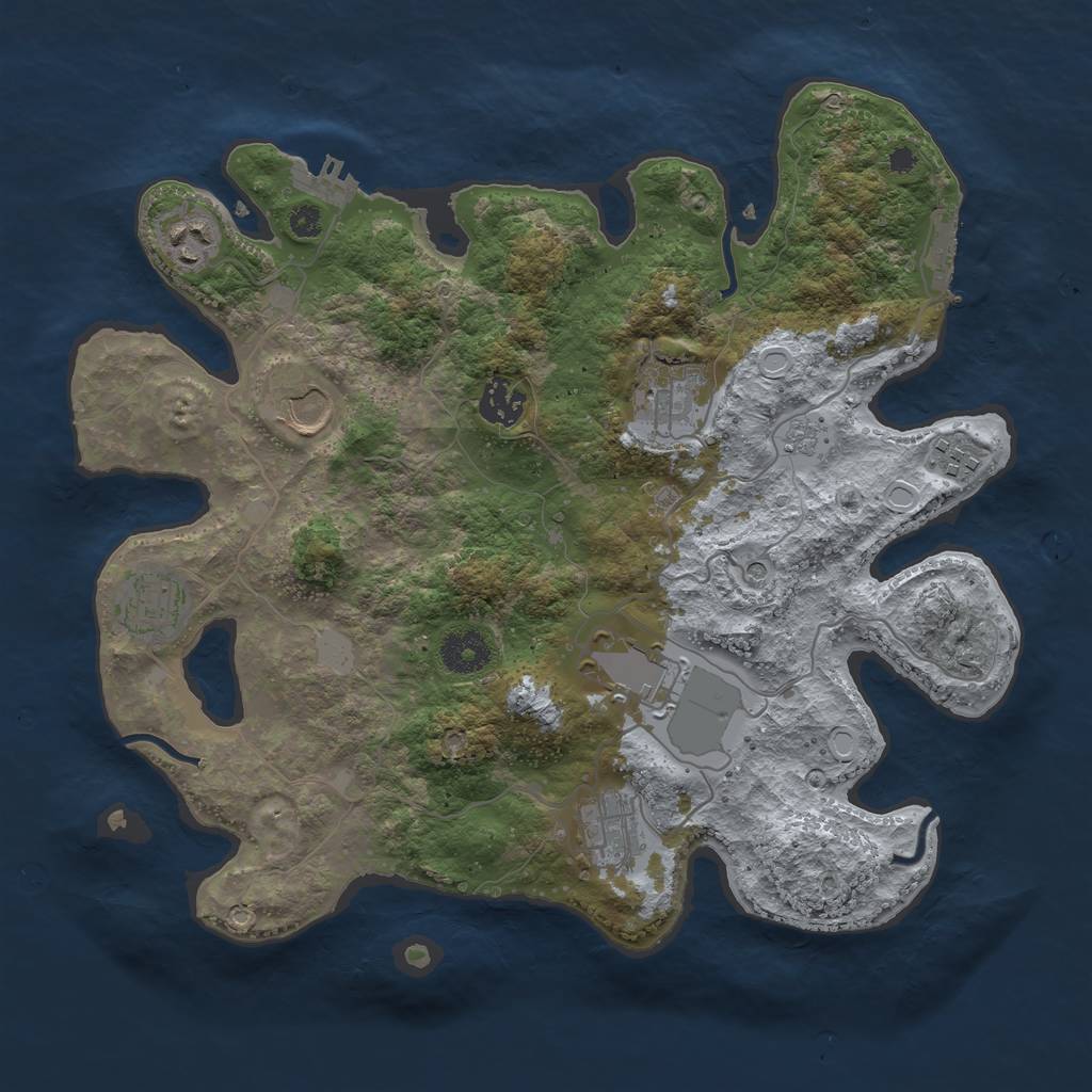 Rust Map: Procedural Map, Size: 3500, Seed: 1175020396, 17 Monuments