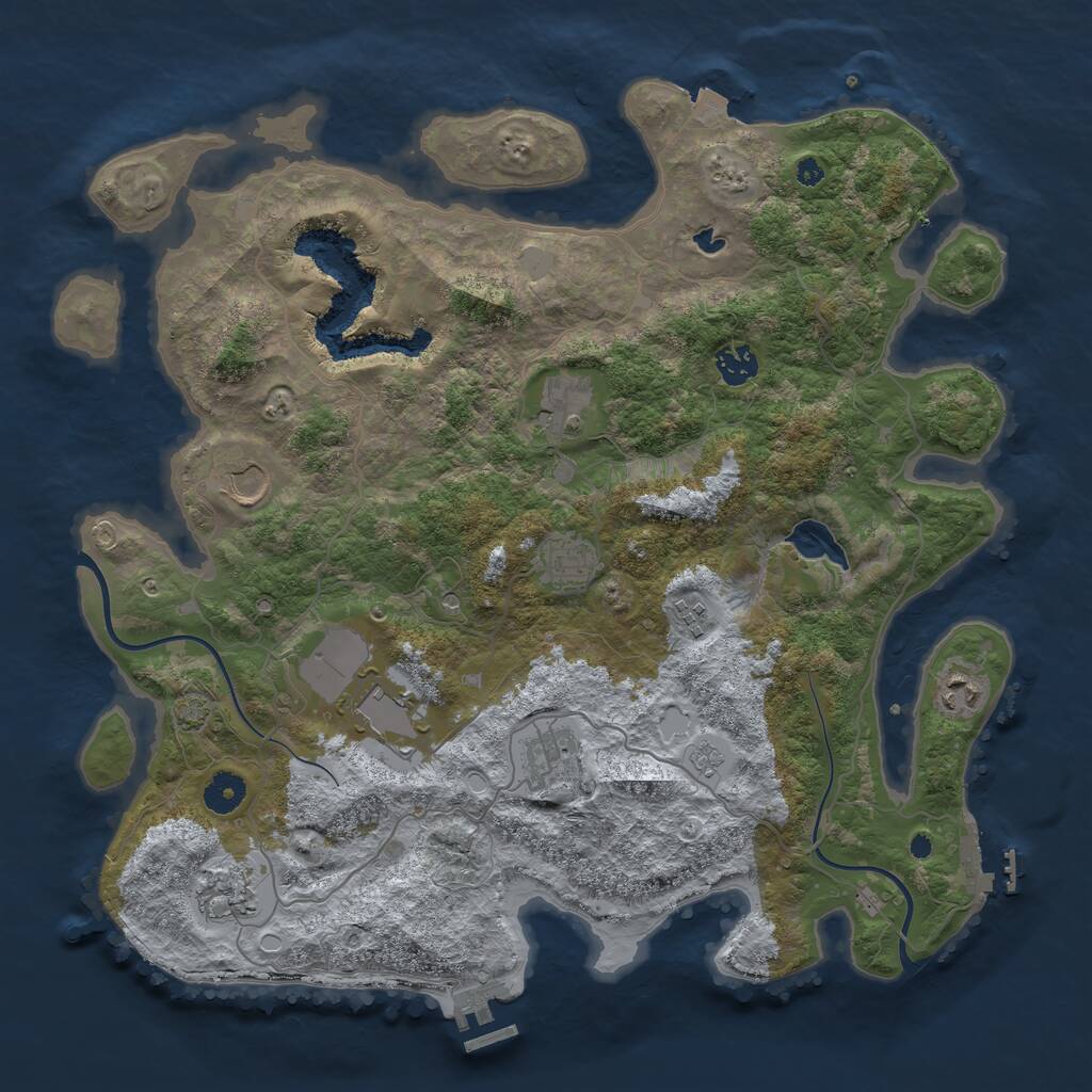 Rust Map: Procedural Map, Size: 4000, Seed: 1251143818, 15 Monuments