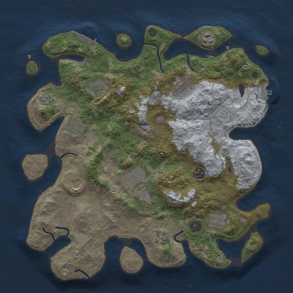 Rust Map: Procedural Map, Size: 3750, Seed: 1450249772, 19 Monuments