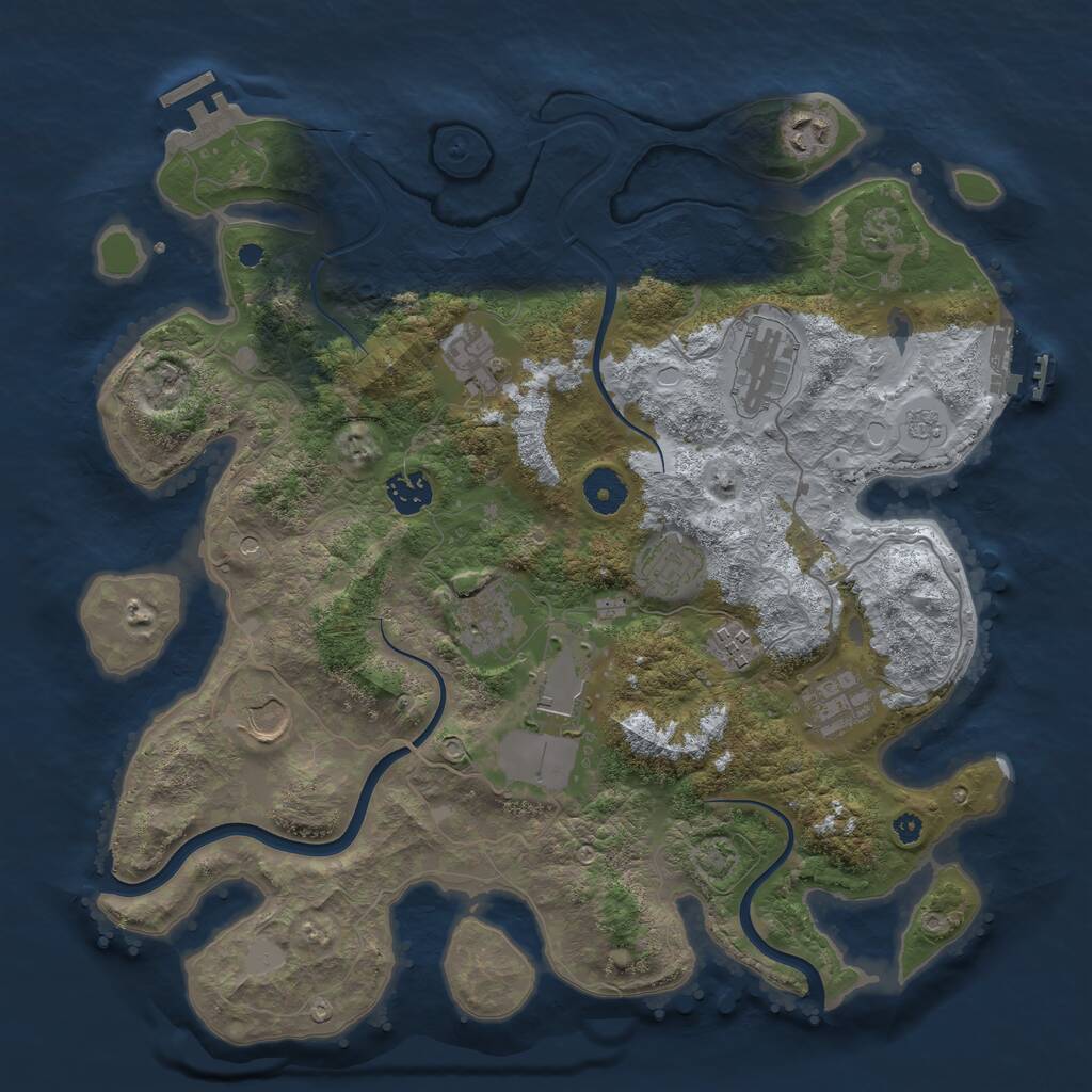 Rust Map: Procedural Map, Size: 3750, Seed: 1450249772, 16 Monuments