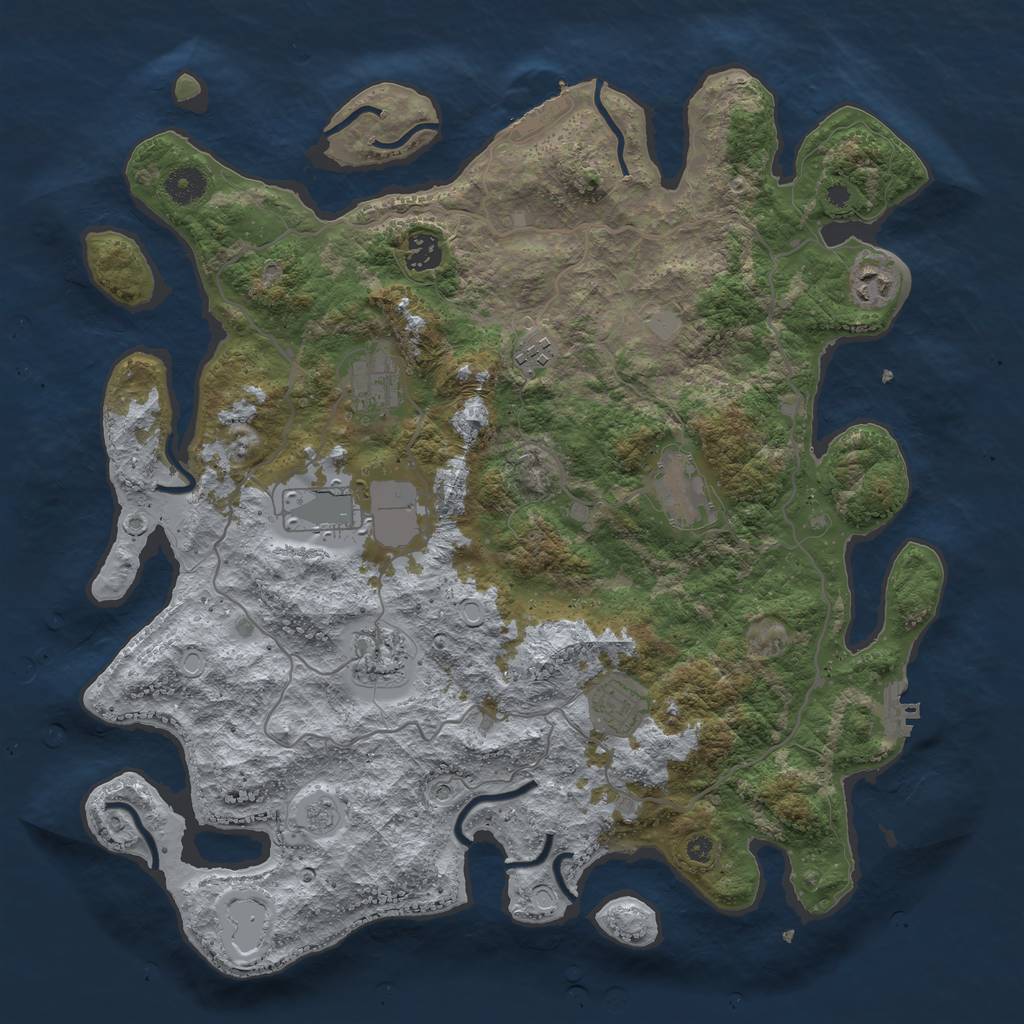 Rust Map: Procedural Map, Size: 4000, Seed: 1253, 17 Monuments