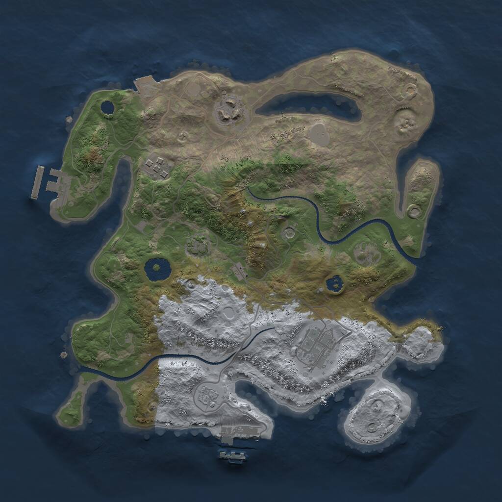 Rust Map: Procedural Map, Size: 3000, Seed: 27352, 9 Monuments