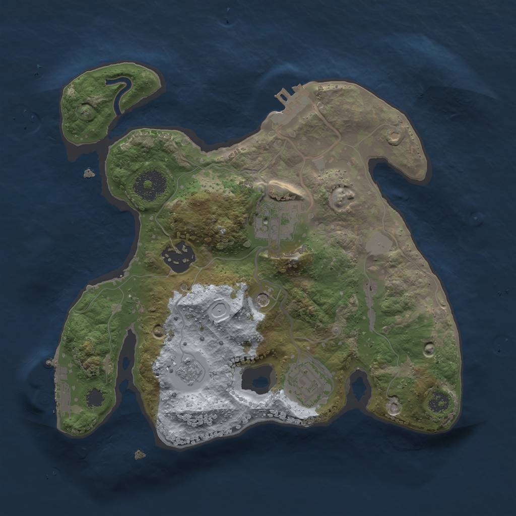 Rust Map: Procedural Map, Size: 2500, Seed: 2537457, 12 Monuments
