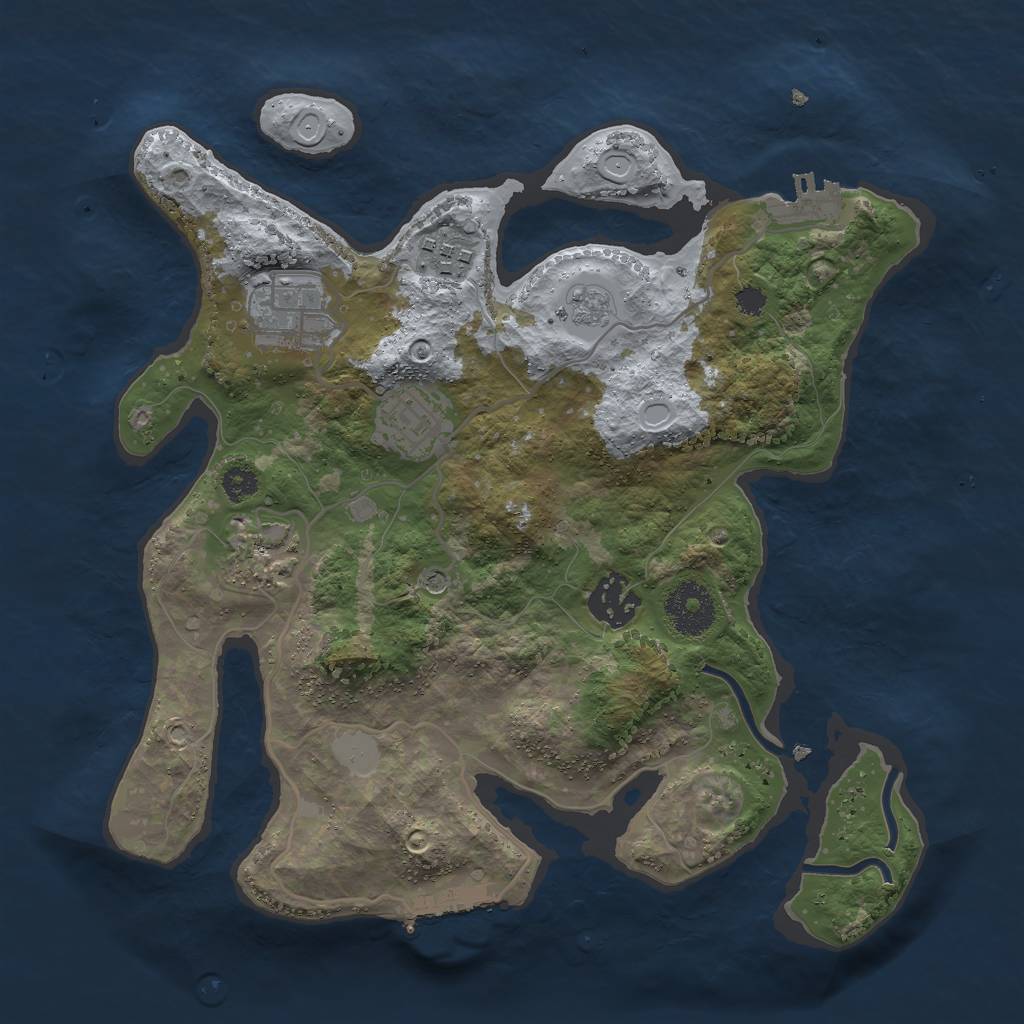 Rust Map: Procedural Map, Size: 3000, Seed: 233, 14 Monuments