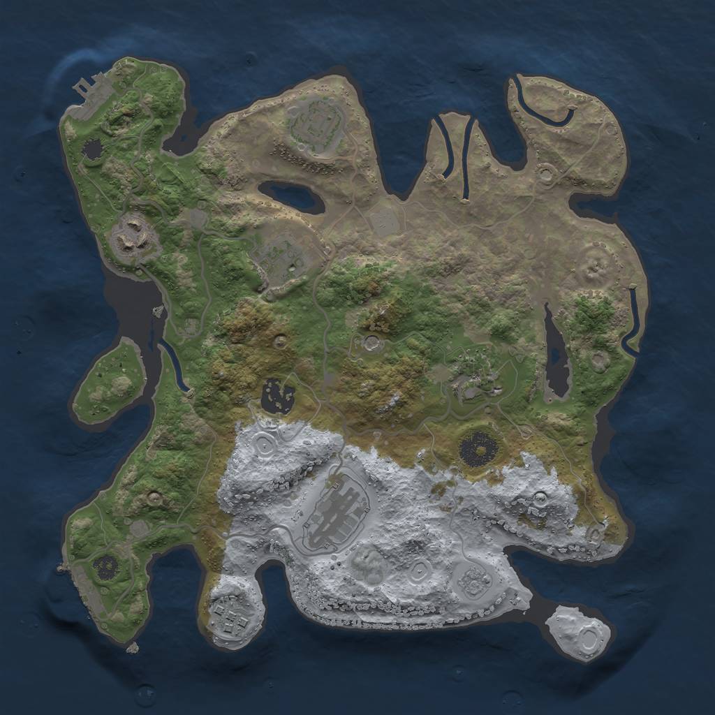 Rust Map: Procedural Map, Size: 3000, Seed: 124579, 16 Monuments