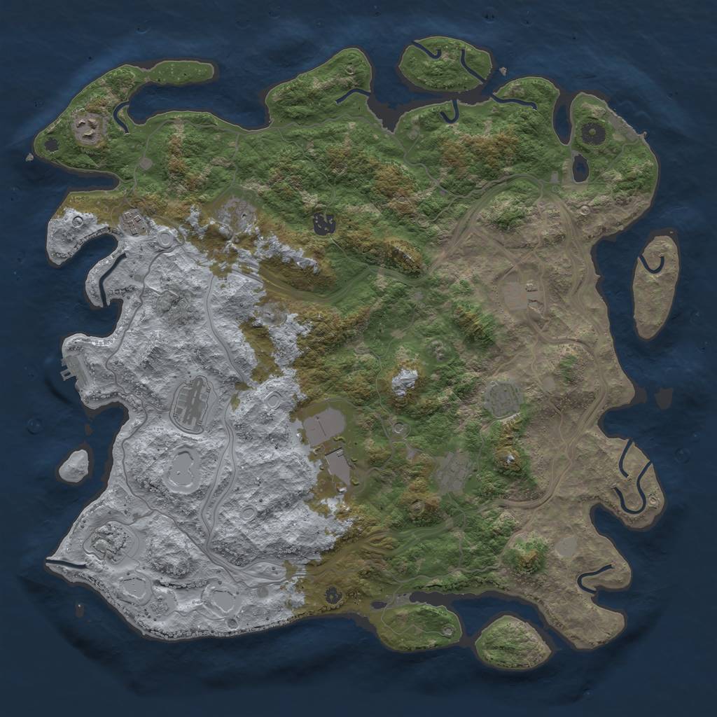 Rust Map: Procedural Map, Size: 4500, Seed: 50050, 19 Monuments