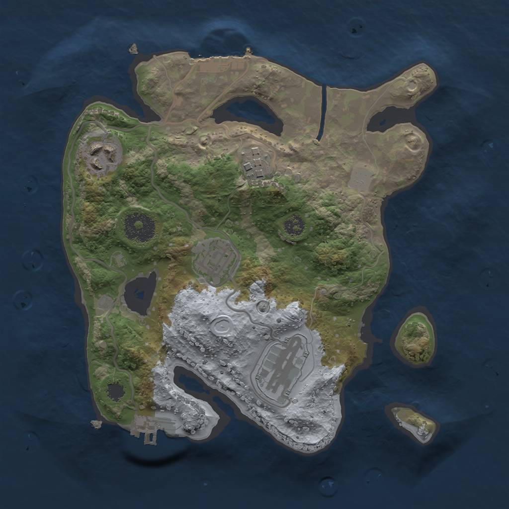 Rust Map: Procedural Map, Size: 2500, Seed: 78232, 9 Monuments