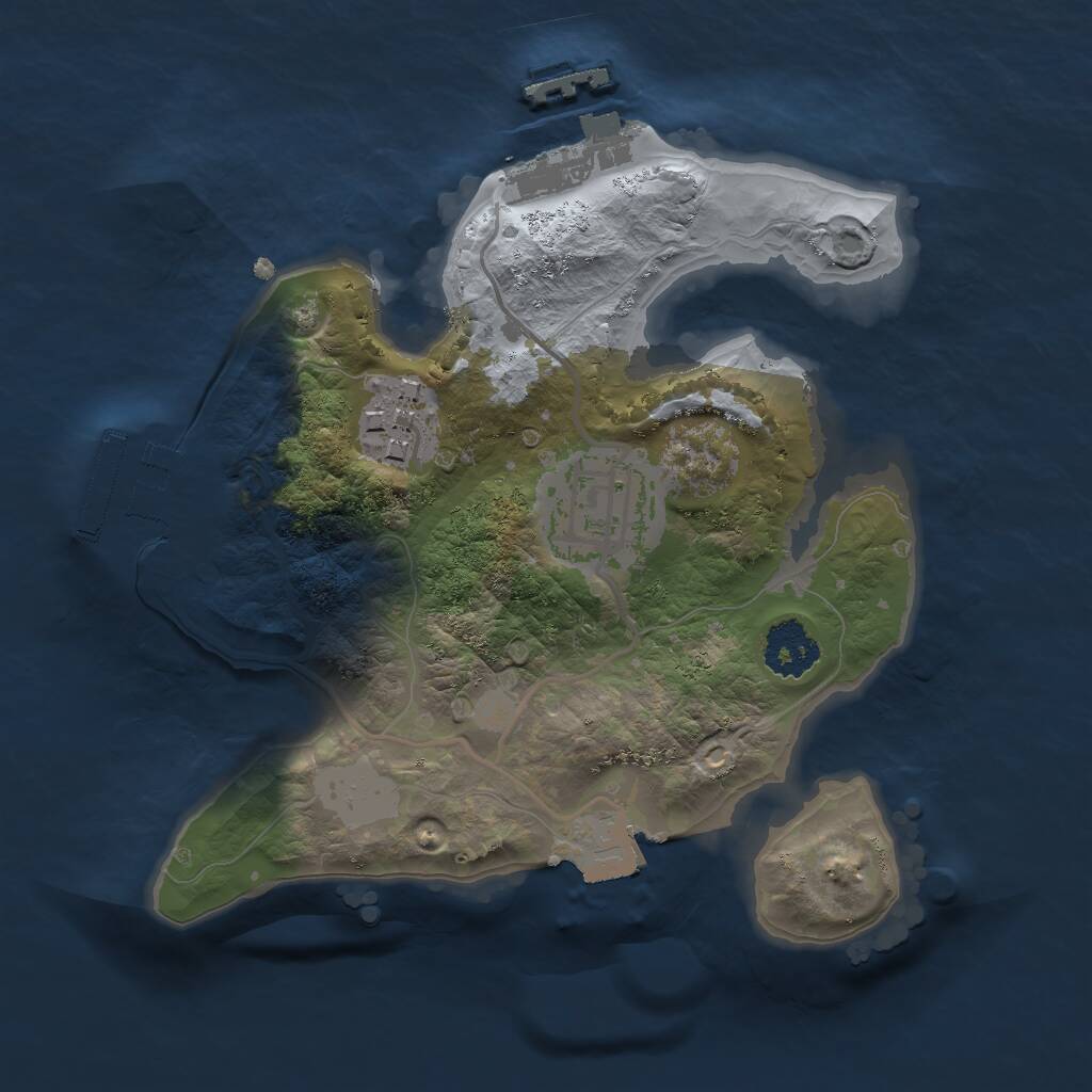 Rust Map: Procedural Map, Size: 2000, Seed: 250683, 5 Monuments