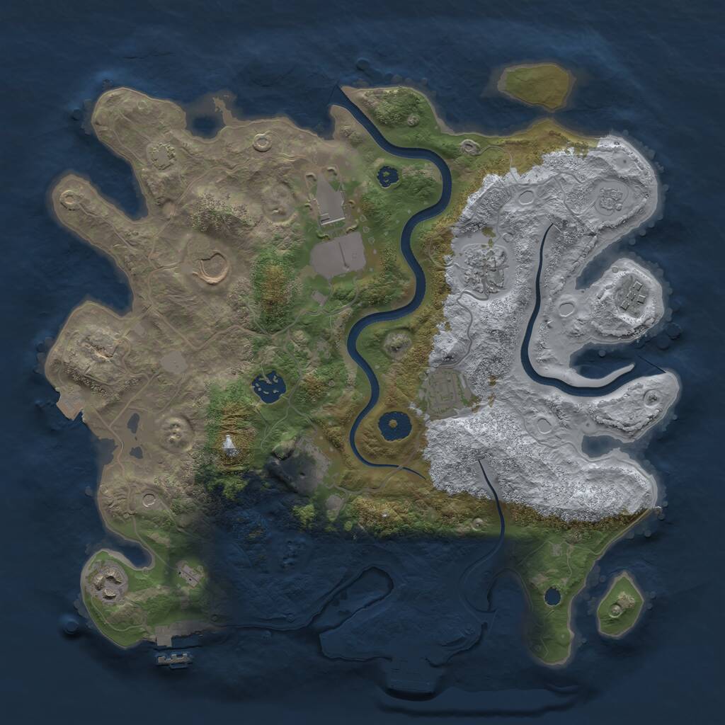 Rust Map: Procedural Map, Size: 3500, Seed: 1483713411, 14 Monuments