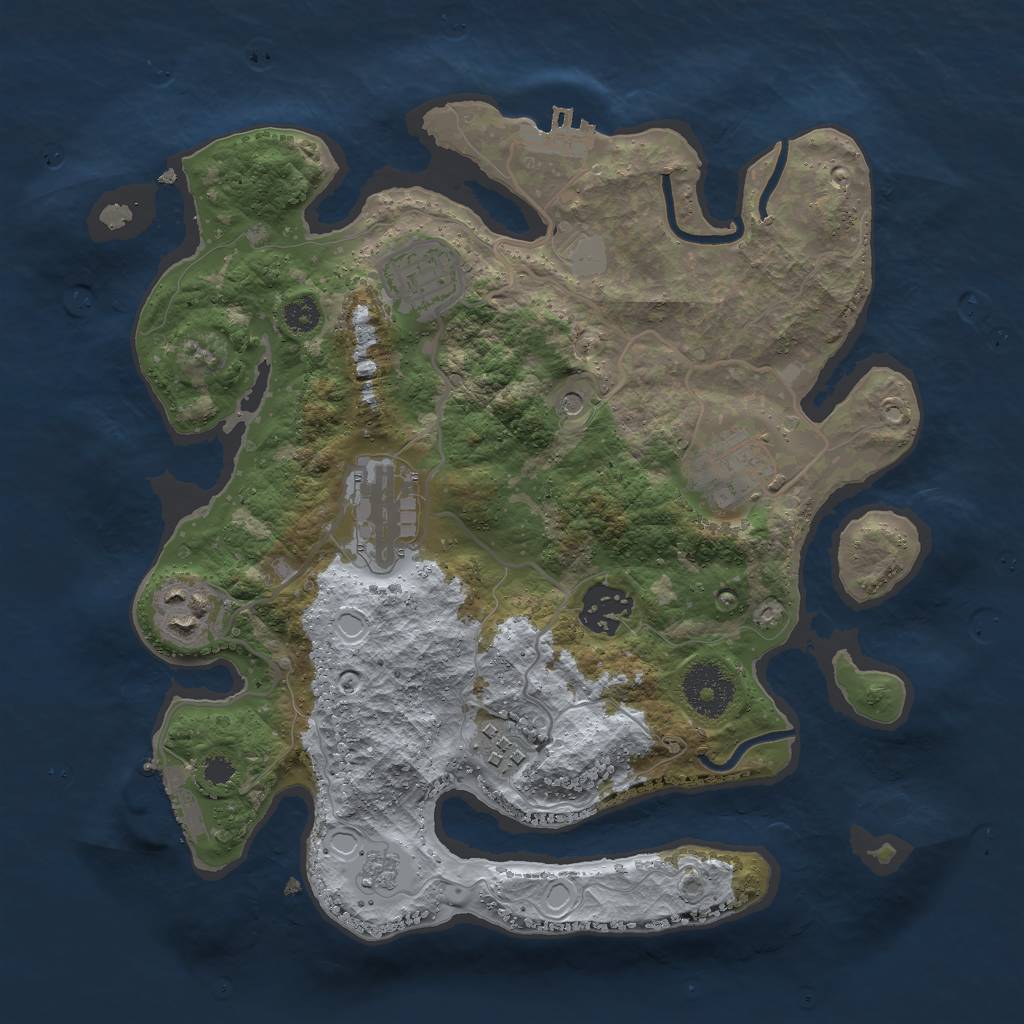 Rust Map: Procedural Map, Size: 3000, Seed: 73936, 15 Monuments