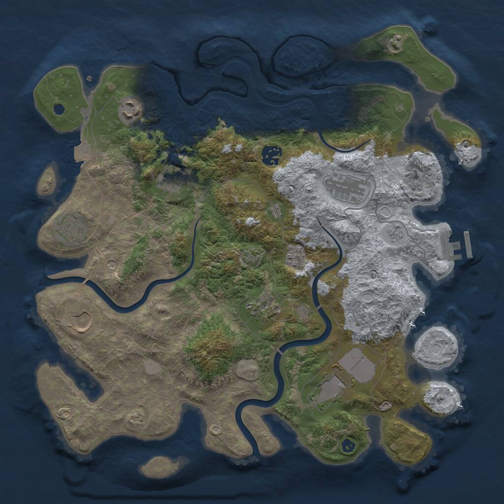 Rust Map: Procedural Map, Size: 3700, Seed: 385667865, 14 Monuments