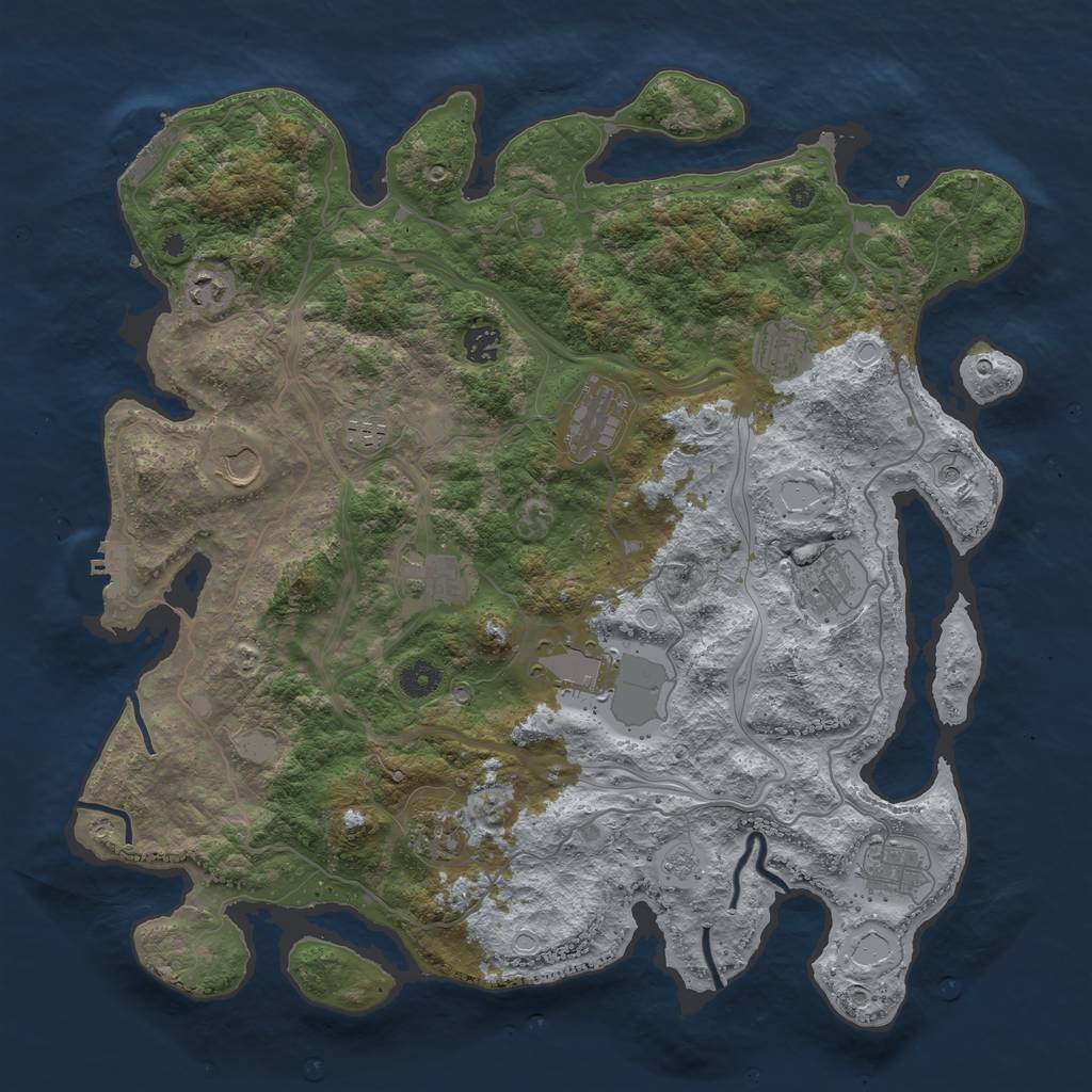 Rust Map: Procedural Map, Size: 4250, Seed: 962370606, 20 Monuments