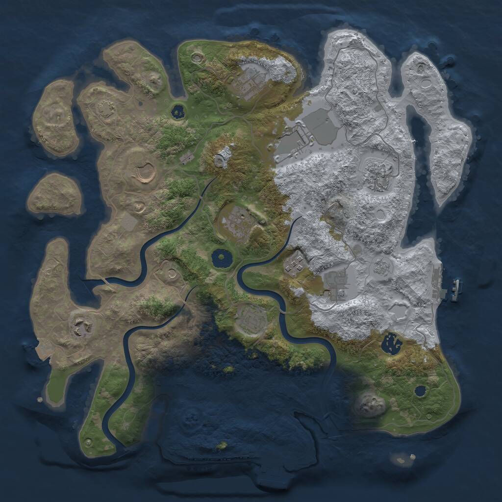 Rust Map: Procedural Map, Size: 3700, Seed: 21474800, 16 Monuments