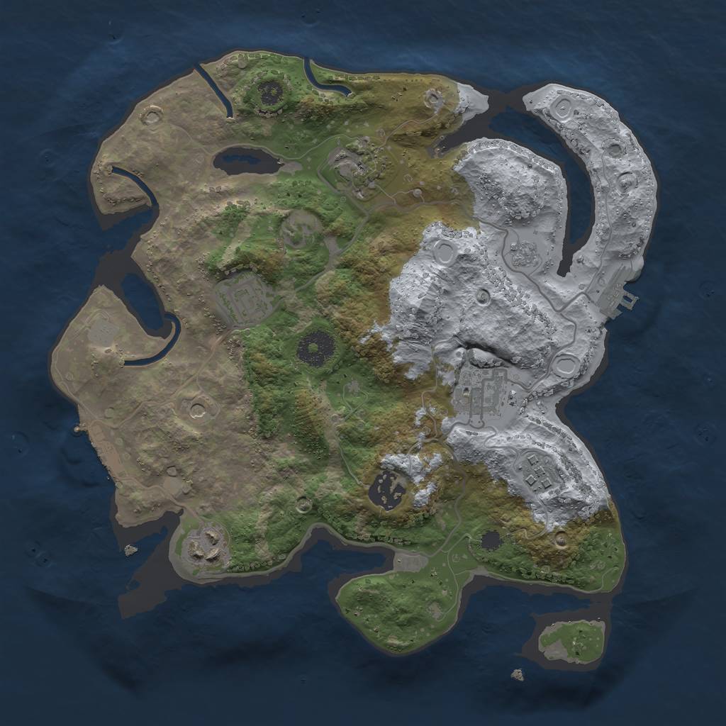 Rust Map: Procedural Map, Size: 3000, Seed: 1222041321, 15 Monuments