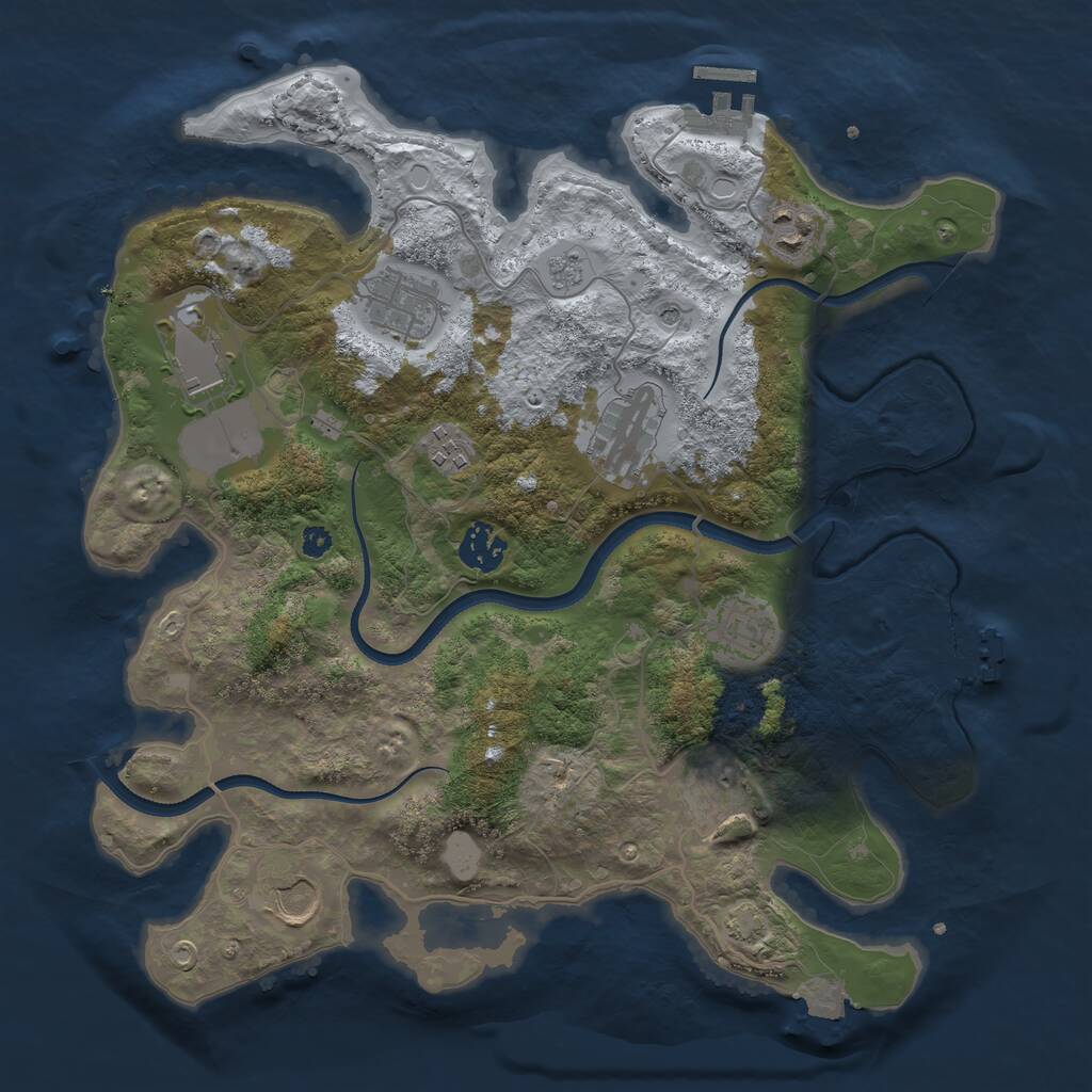 Rust Map: Procedural Map, Size: 3500, Seed: 48985691, 15 Monuments
