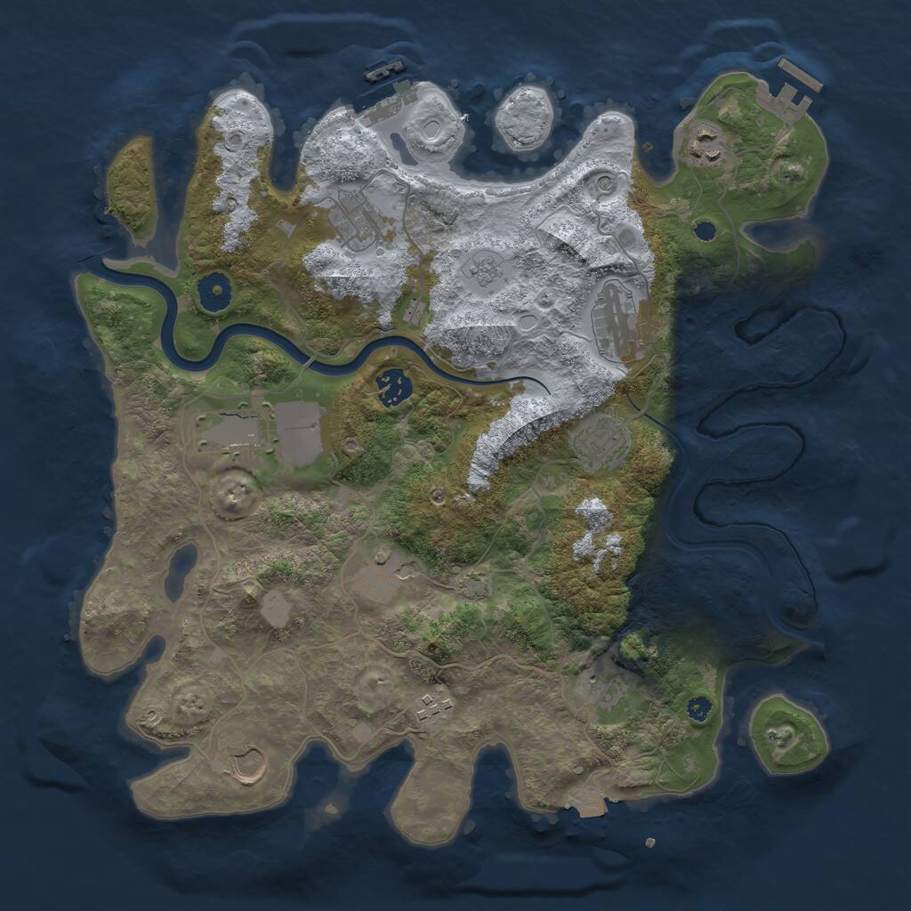 Rust Map: Procedural Map, Size: 3751, Seed: 55401, 16 Monuments