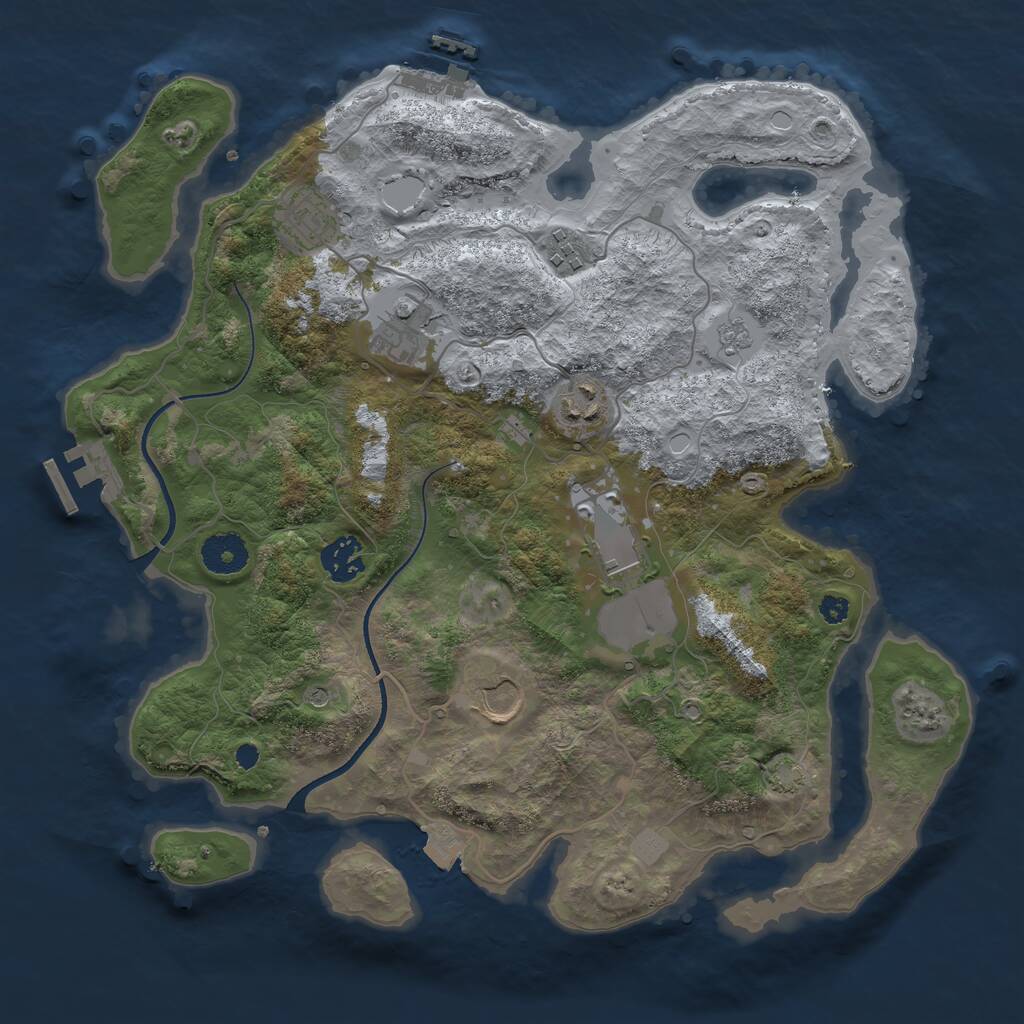 Rust Map: Procedural Map, Size: 3500, Seed: 28100698, 13 Monuments