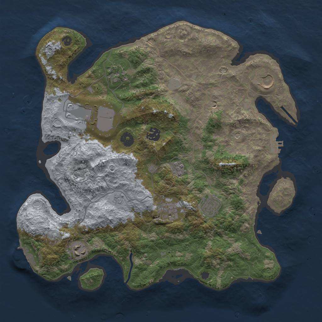 Rust Map: Procedural Map, Size: 3500, Seed: 12827427, 17 Monuments