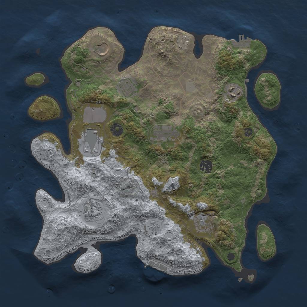 Rust Map: Procedural Map, Size: 3500, Seed: 55857522, 17 Monuments