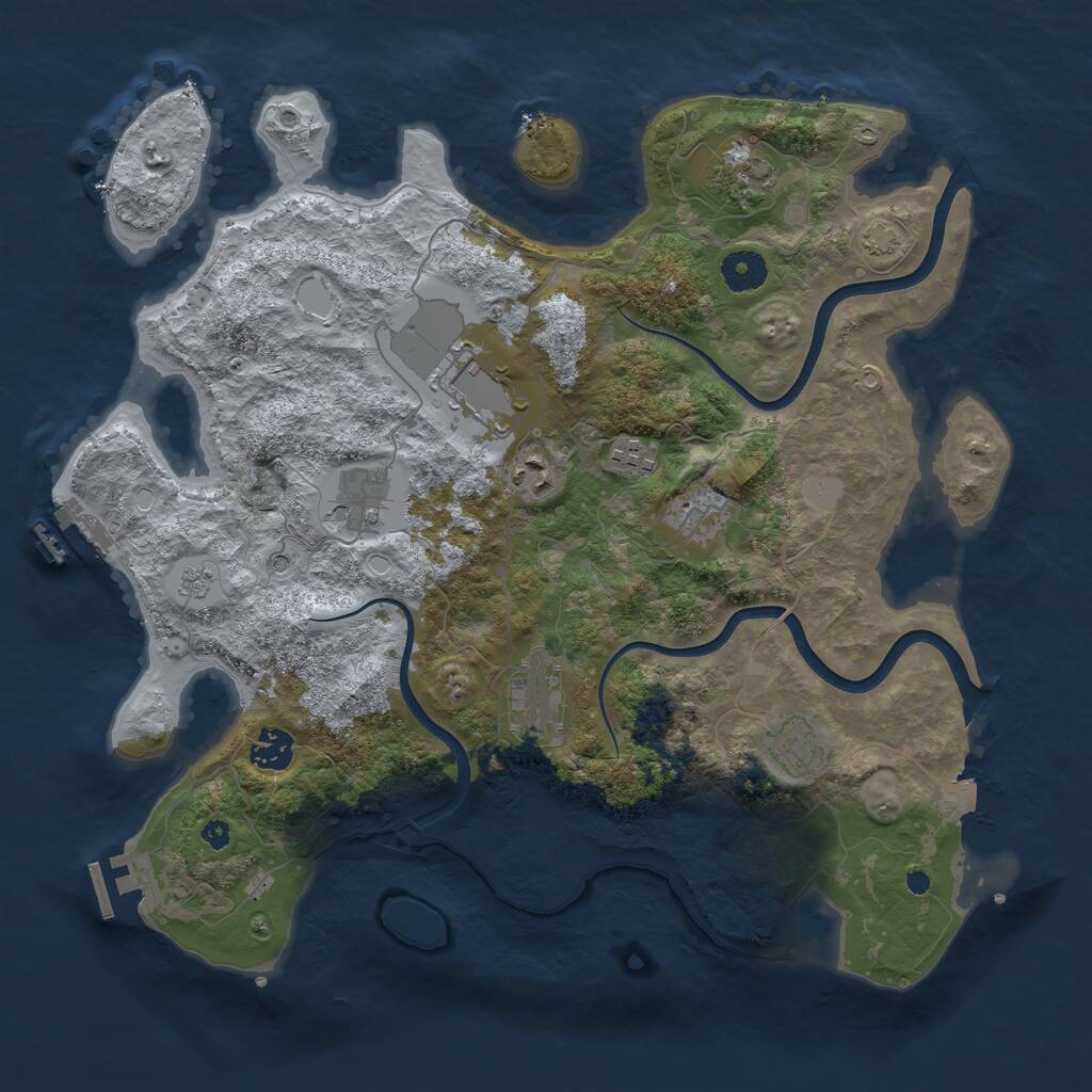 Rust Map: Procedural Map, Size: 3800, Seed: 4733742, 15 Monuments