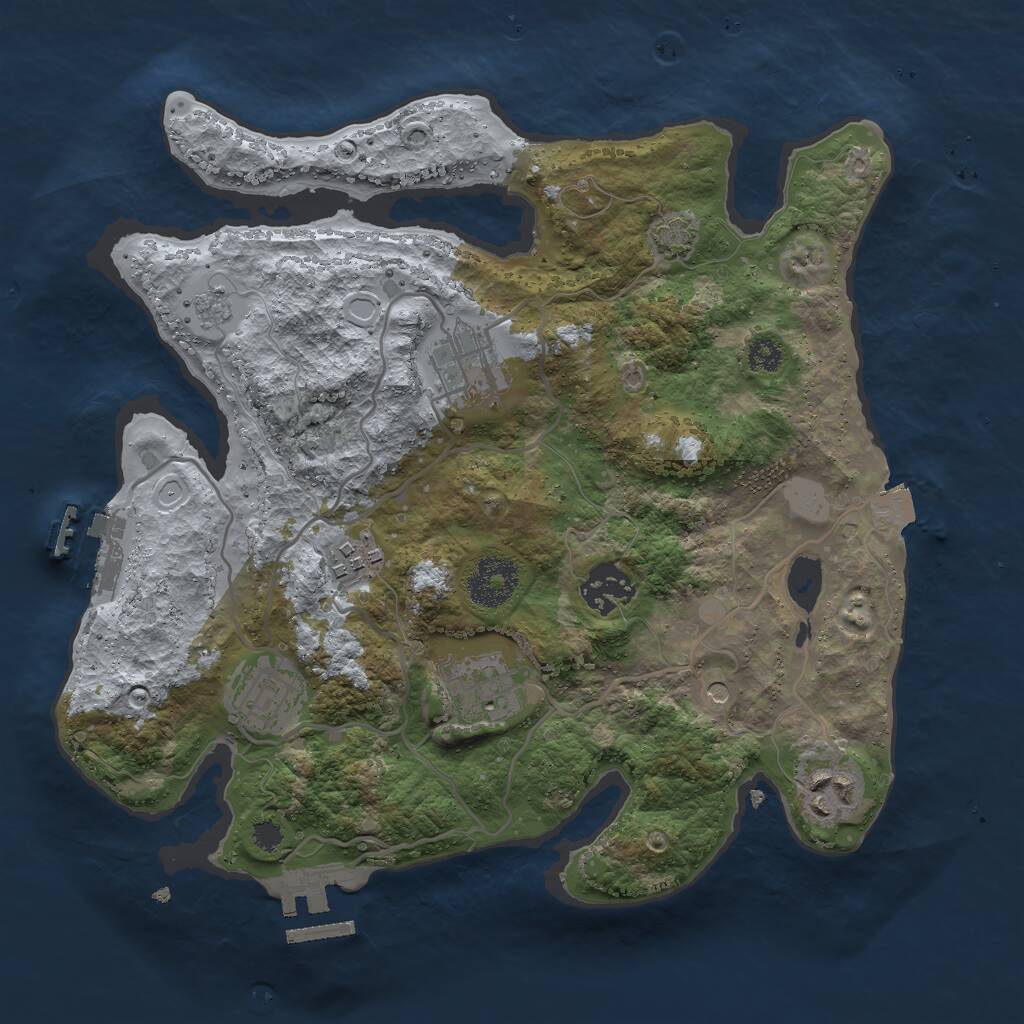 Rust Map: Procedural Map, Size: 3000, Seed: 1792857363, 12 Monuments