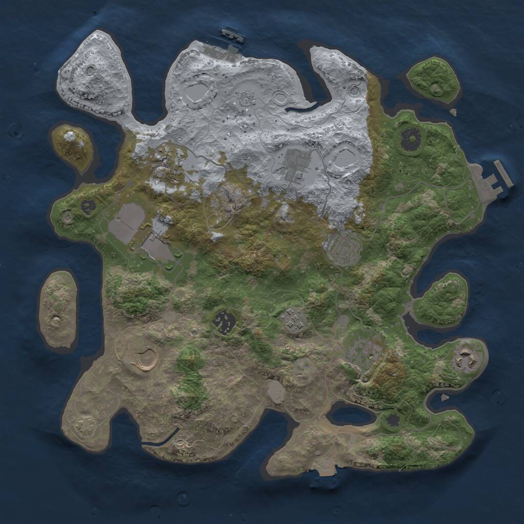 Rust Map: Procedural Map, Size: 3500, Seed: 752533152, 15 Monuments