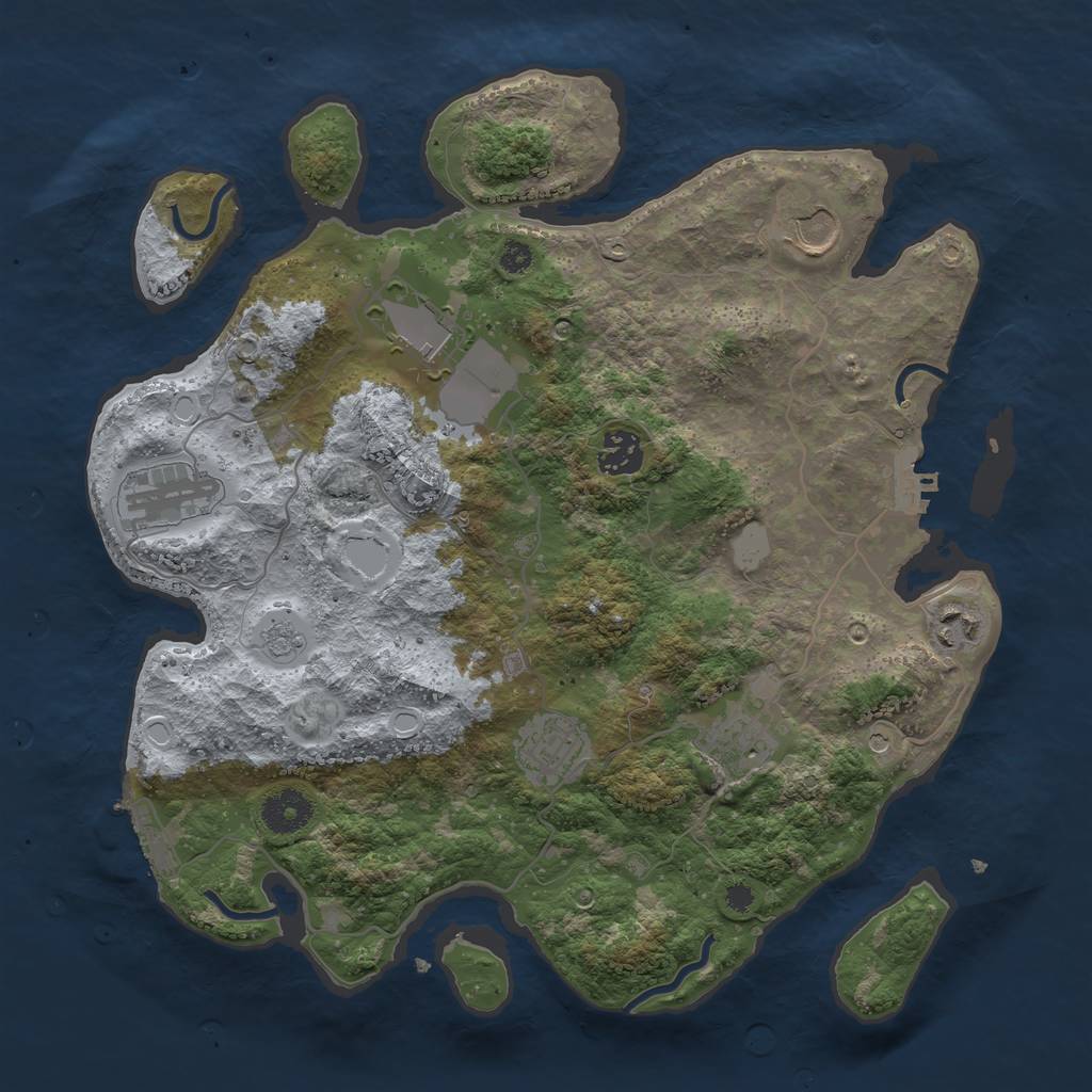 Rust Map: Procedural Map, Size: 3500, Seed: 86389729, 16 Monuments