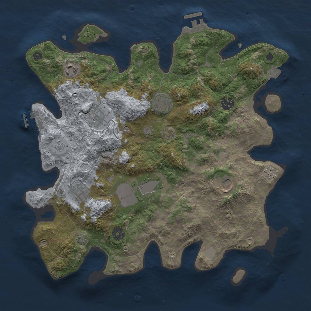 Rust Map: Procedural Map, Size: 3500, Seed: 198973294, 14 Monuments