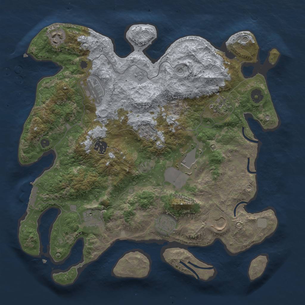Rust Map: Procedural Map, Size: 3500, Seed: 1234585017, 17 Monuments