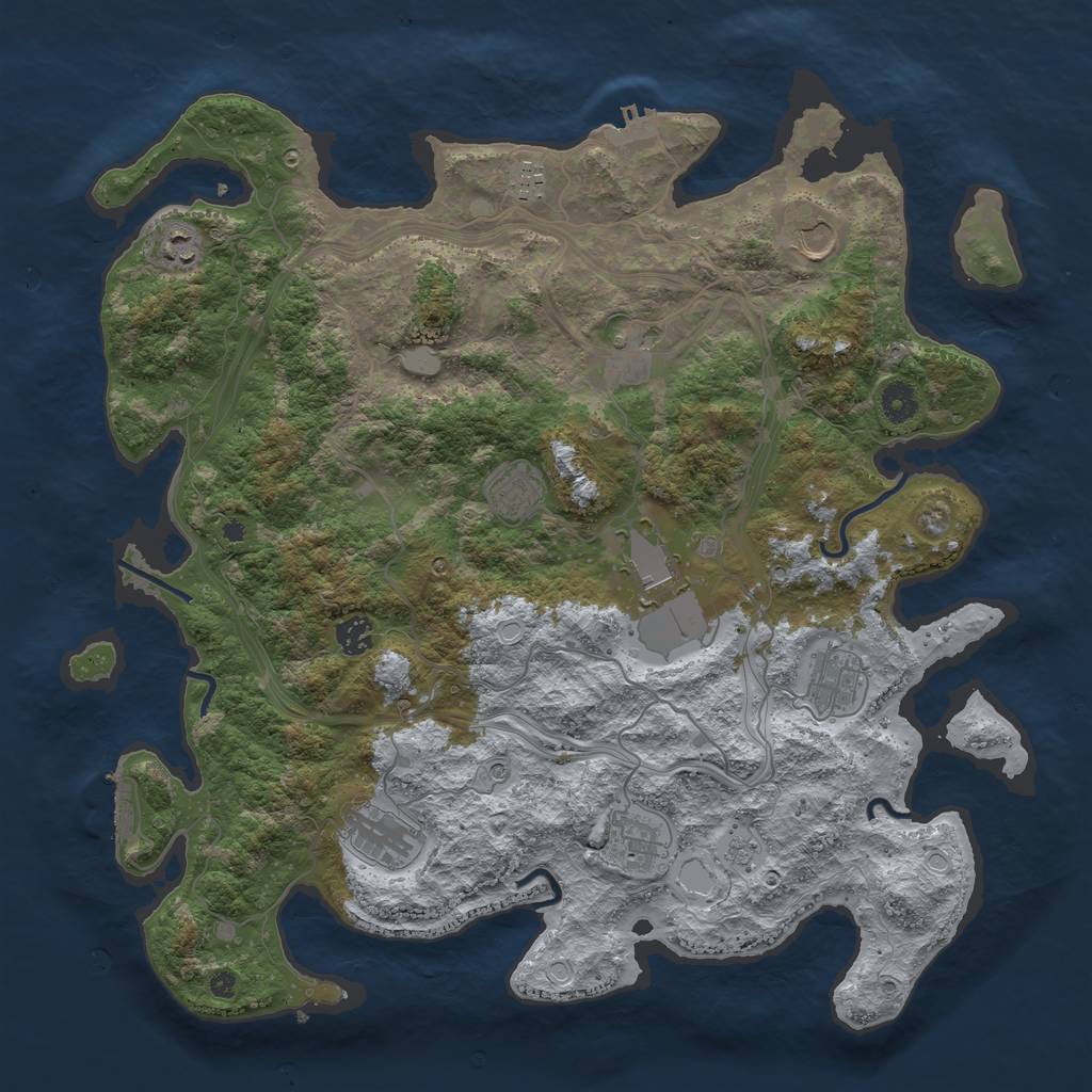 Rust Map: Procedural Map, Size: 4250, Seed: 804880841, 19 Monuments