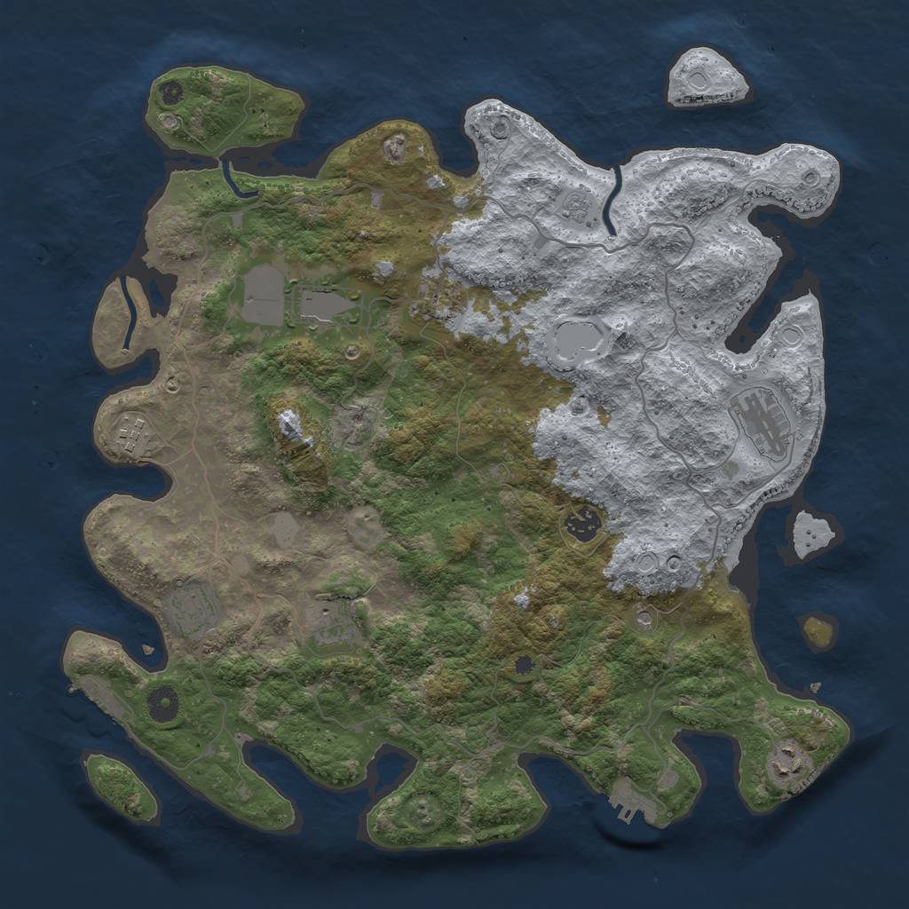 Rust Map: Procedural Map, Size: 4000, Seed: 99963812, 17 Monuments