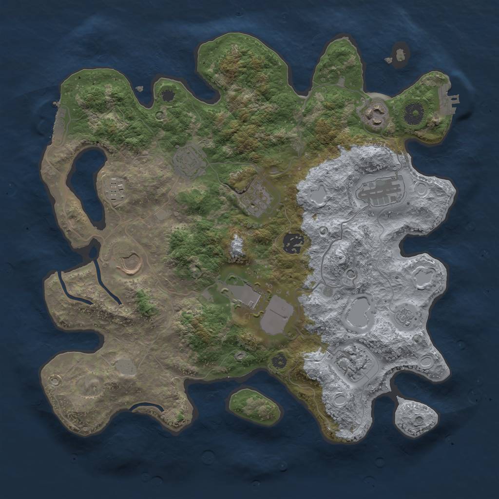 Rust Map: Procedural Map, Size: 3500, Seed: 18425567, 18 Monuments