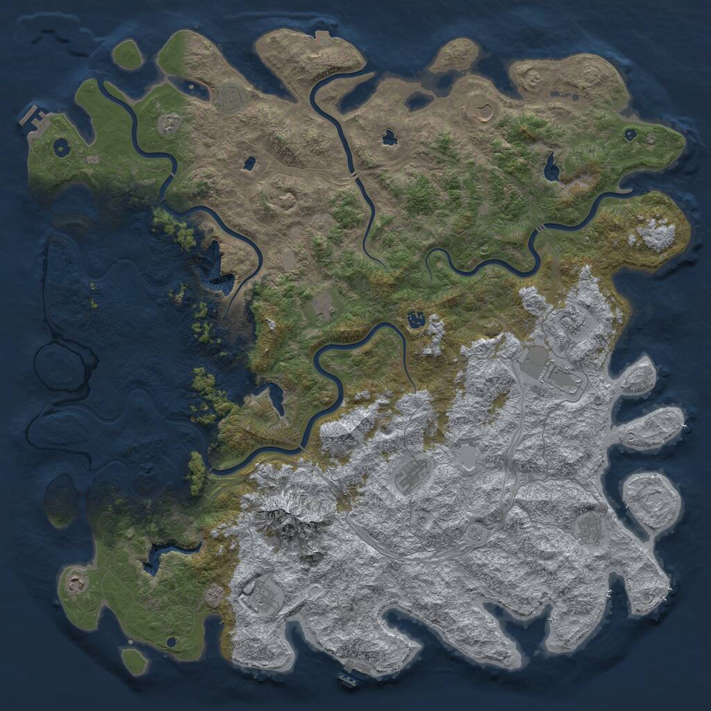 Rust Map: Procedural Map, Size: 6000, Seed: 846133693, 17 Monuments