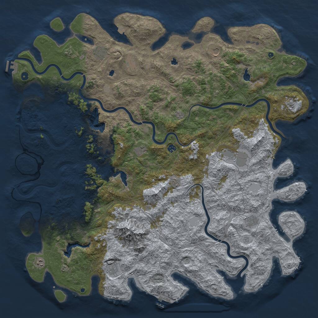 Rust Map: Procedural Map, Size: 6000, Seed: 846133693, 17 Monuments
