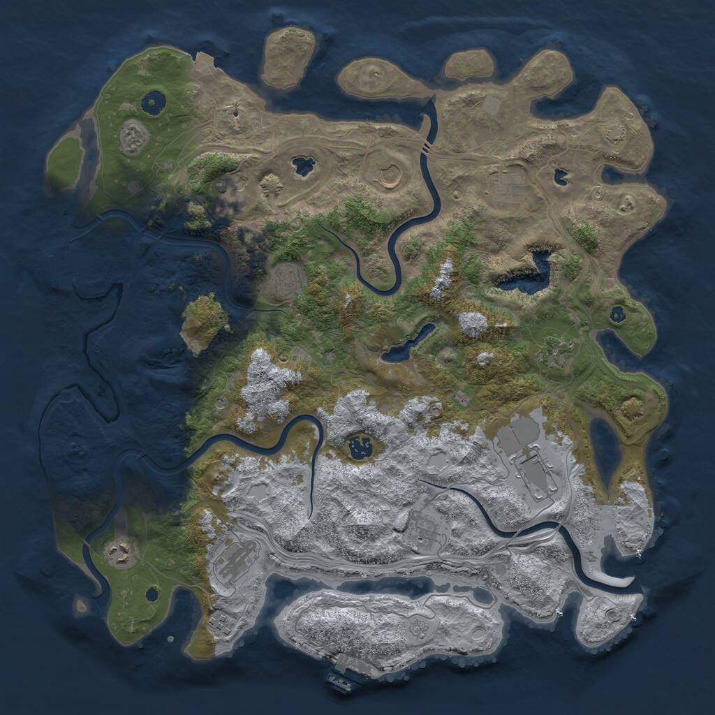 Rust Map: Procedural Map, Size: 4500, Seed: 5124354, 17 Monuments