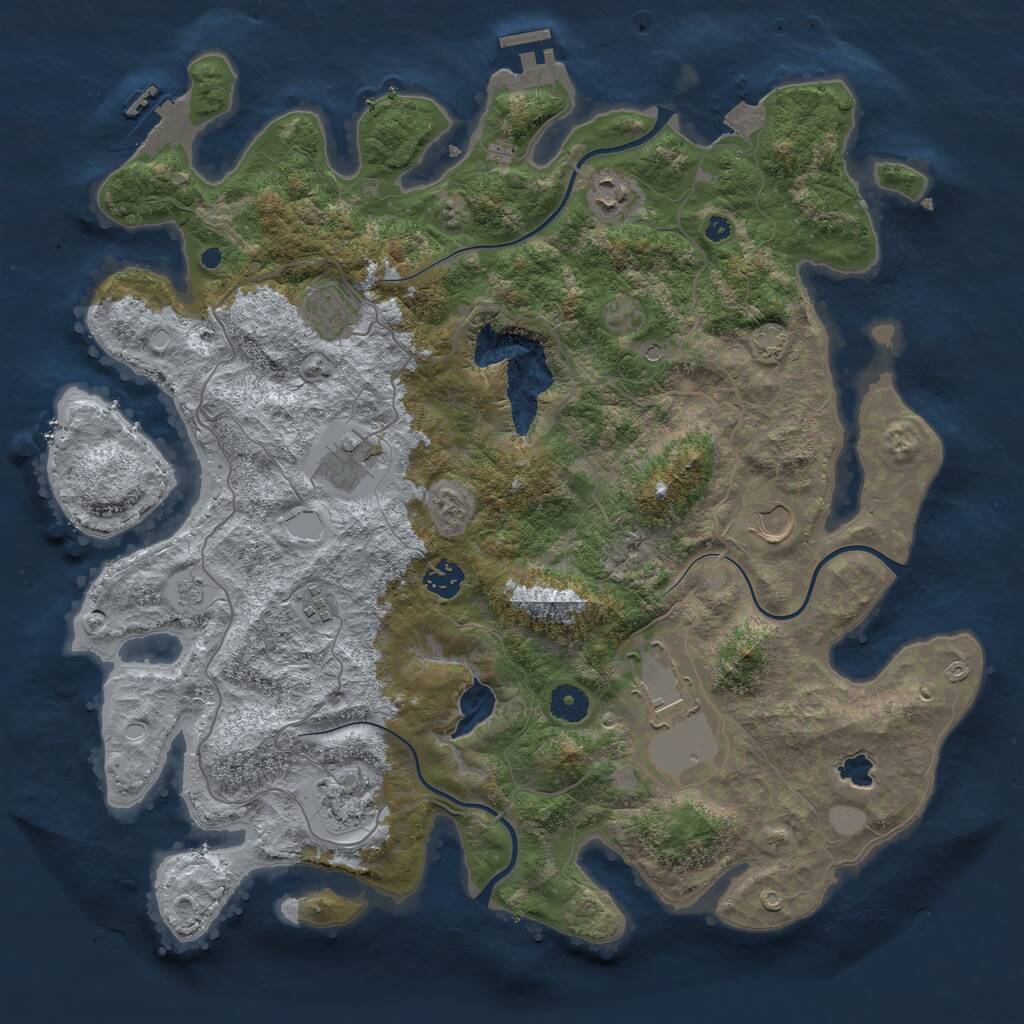 Rust Map: Procedural Map, Size: 4050, Seed: 1713470692, 14 Monuments
