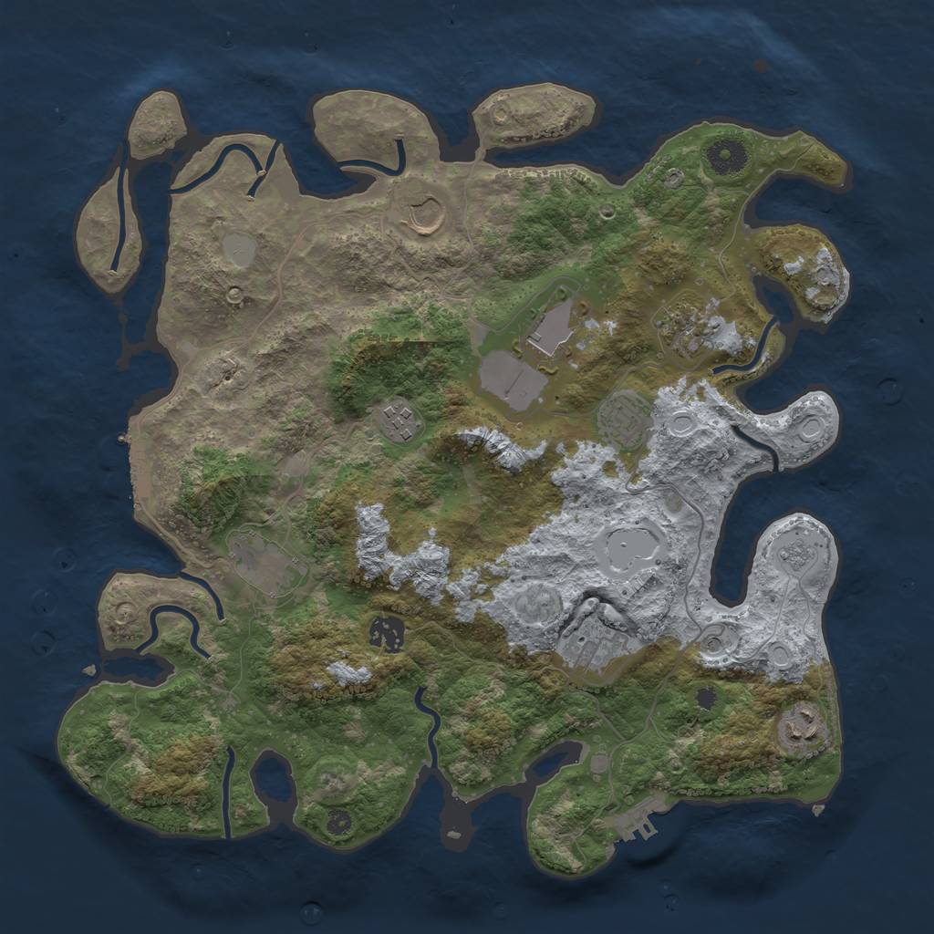 Rust Map: Procedural Map, Size: 3750, Seed: 113753927, 18 Monuments