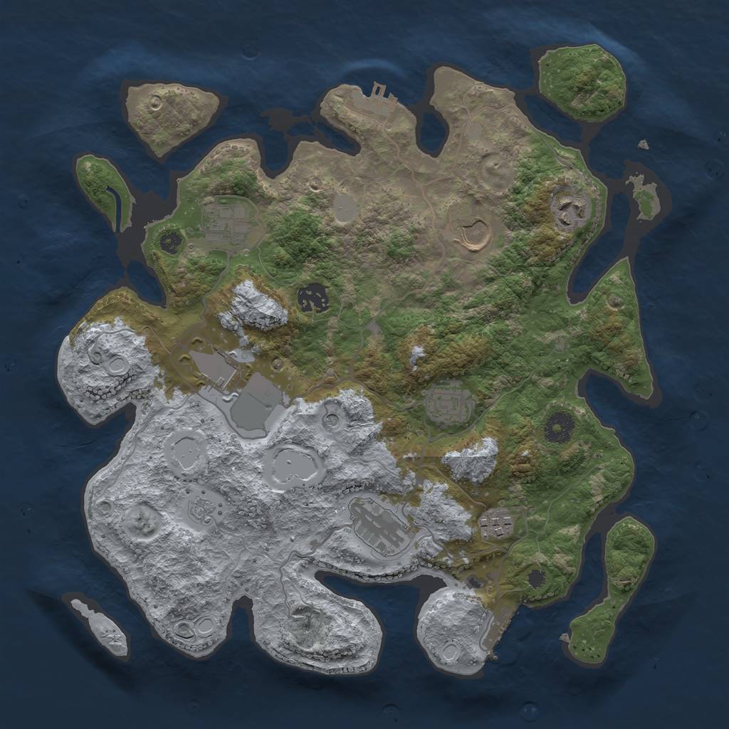 Rust Map: Procedural Map, Size: 3500, Seed: 589024441, 17 Monuments