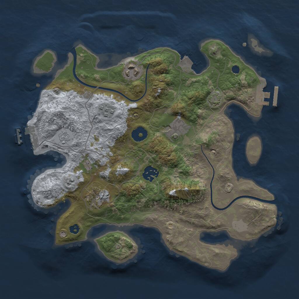Rust Map: Procedural Map, Size: 3000, Seed: 1766740278, 10 Monuments