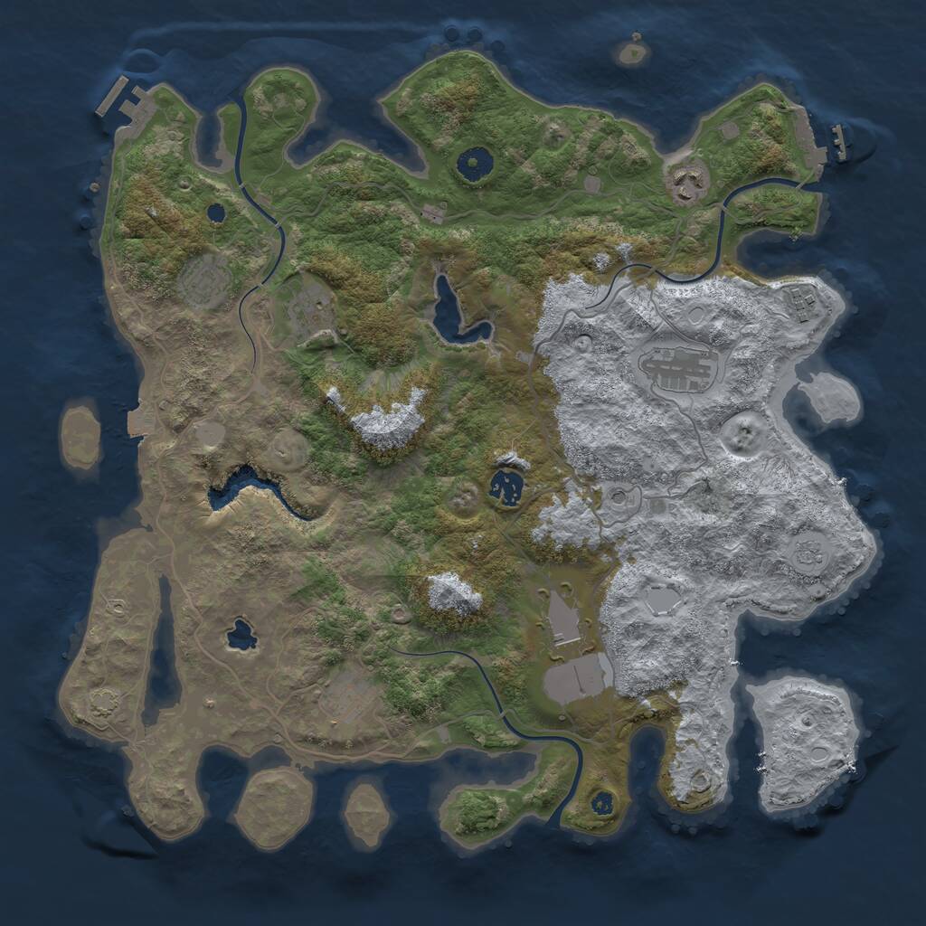 Rust Map: Procedural Map, Size: 4050, Seed: 1345577746, 14 Monuments